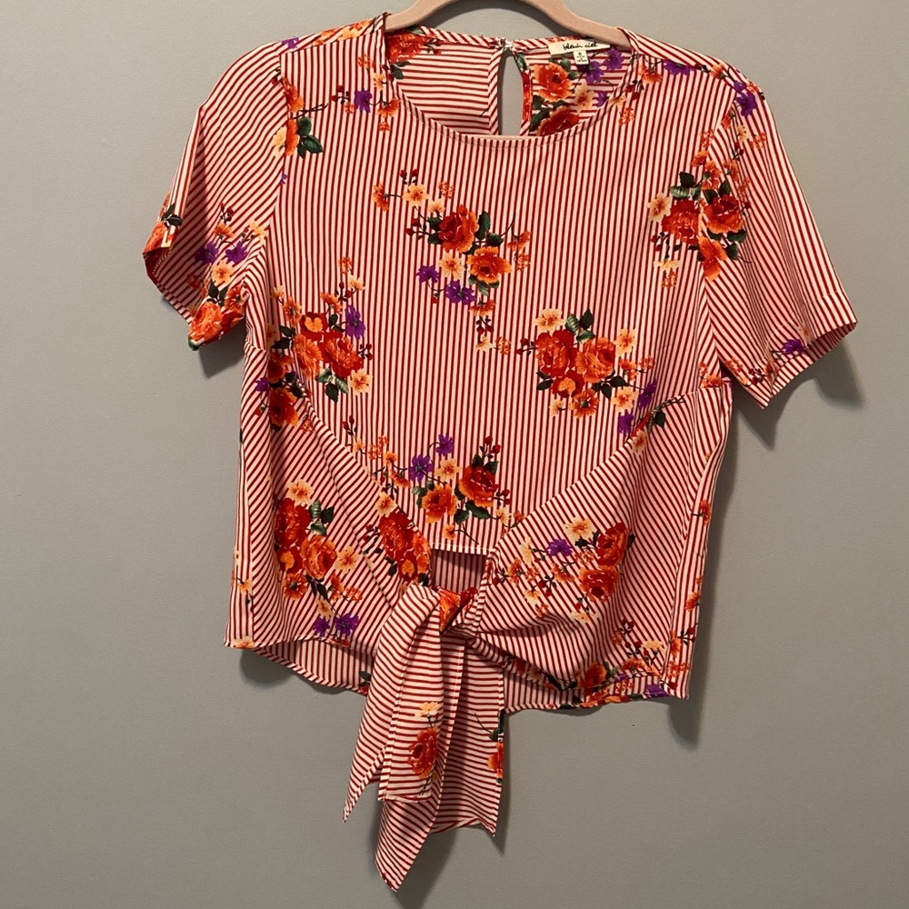 Blue ciel cropped bow shirt 🎀